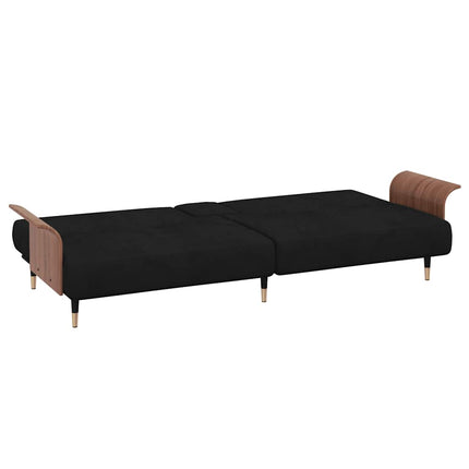 Bäddsoffa med mugghållare svart sammet