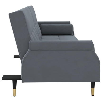 Bäddsoffa med dynor mörkgrå sammet