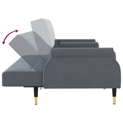 Bäddsoffa med dynor mörkgrå sammet