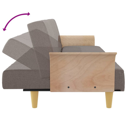 Bäddsoffa med armstöd taupe tyg