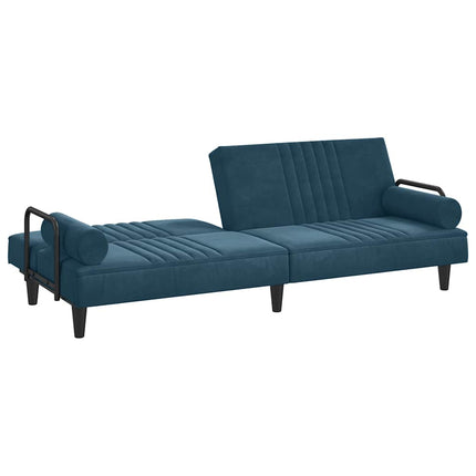 Bäddsoffa med armstöd blå sammet