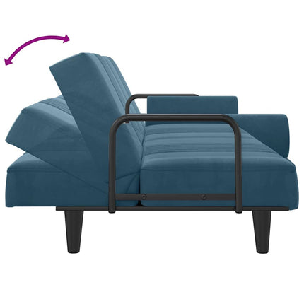 Bäddsoffa med armstöd blå sammet