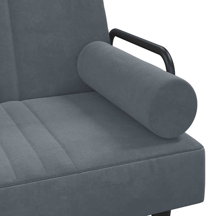Bäddsoffa med armstöd mörkgrå sammet