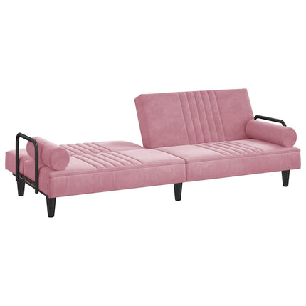 Bäddsoffa med armstöd rosa sammet