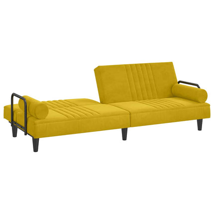 Bäddsoffa med armstöd gul sammet