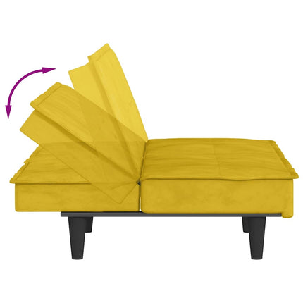 Bäddsoffa med mugghållare gul sammet