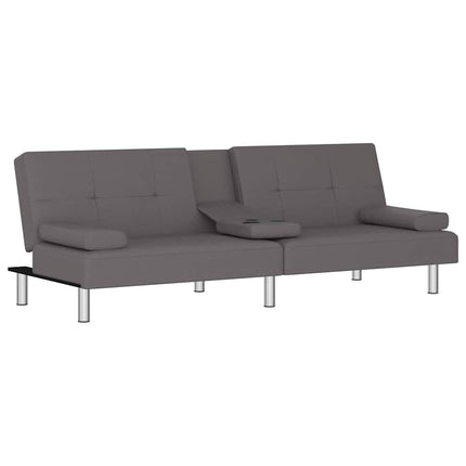 Bäddsoffa med mugghållare grå konstläder