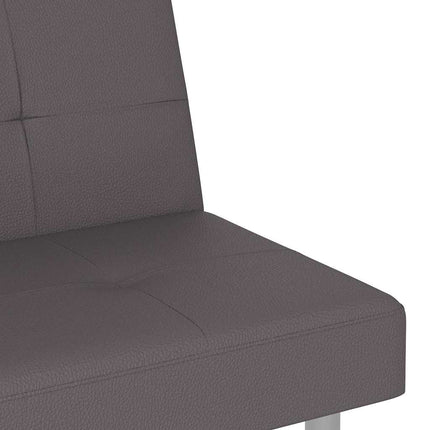 Bäddsoffa med mugghållare grå konstläder