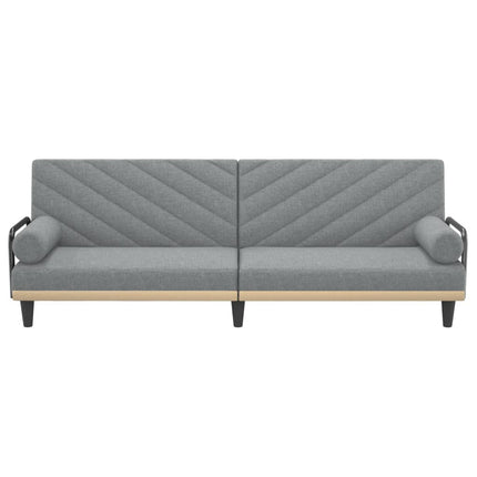 Bäddsoffa med armstöd ljusgrå tyg