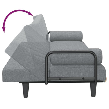 Bäddsoffa med armstöd ljusgrå tyg