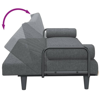 Bäddsoffa med armstöd mörkgrå tyg