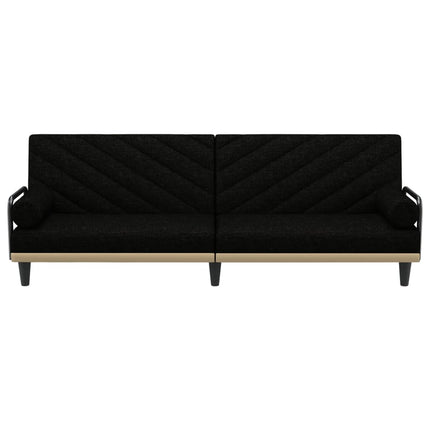 Bäddsoffa med armstöd svart tyg