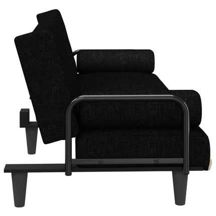 Bäddsoffa med armstöd svart tyg