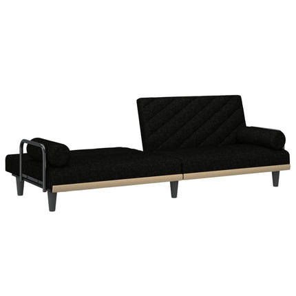 Bäddsoffa med armstöd svart tyg