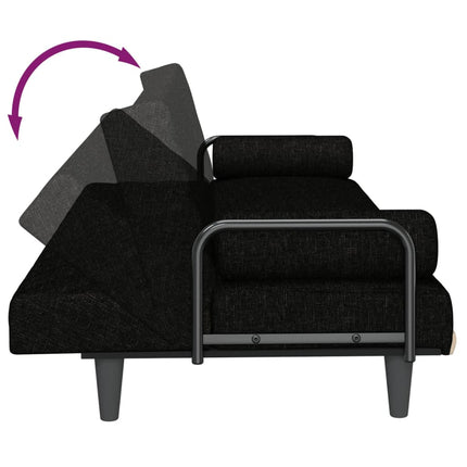 Bäddsoffa med armstöd svart tyg