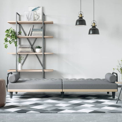 Bäddsoffa med armstöd ljusgrå tyg