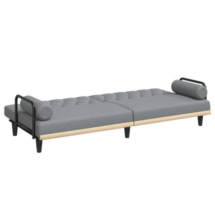 Bäddsoffa med armstöd ljusgrå tyg