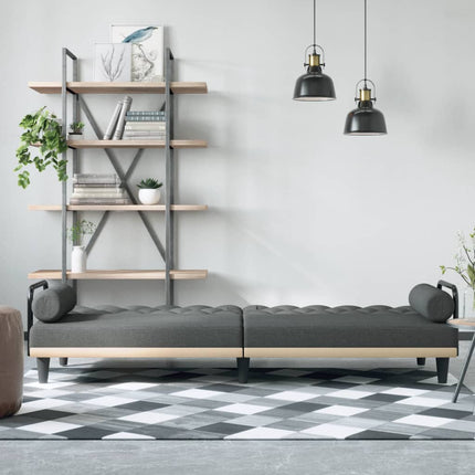 Bäddsoffa med armstöd mörkgrå tyg