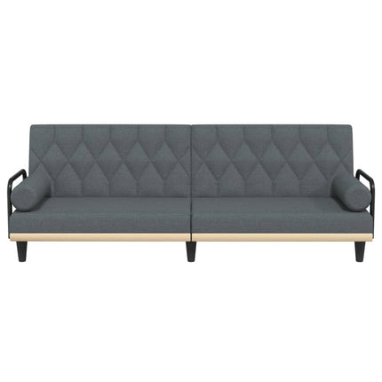 Bäddsoffa med armstöd mörkgrå tyg