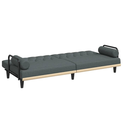 Bäddsoffa med armstöd mörkgrå tyg