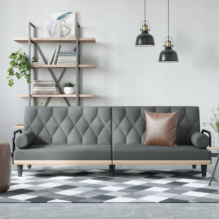 Bäddsoffa med armstöd mörkgrå tyg