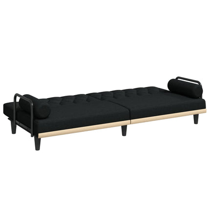 Bäddsoffa med armstöd svart tyg