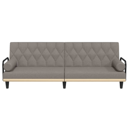 Bäddsoffa med armstöd taupe tyg