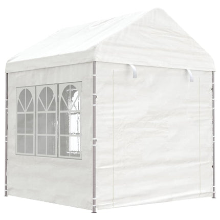 Paviljong med tak vit 2,28x2,23x2,69 m polyeten