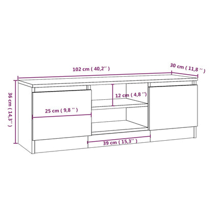 TV-bänk med dörr sonoma-ek 102x30x36 cm