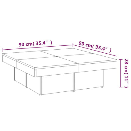 Soffbord rökfärgad ek 90x90x28 cm konstruerat trä