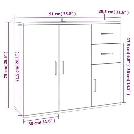 Skänk Sonoma Ek 91x29,5x75 cm Konstruerat trä