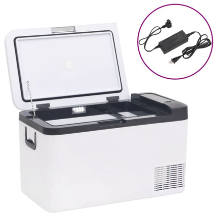 Kylbox med handtag och adapter 25 L svart och vit PP & PE