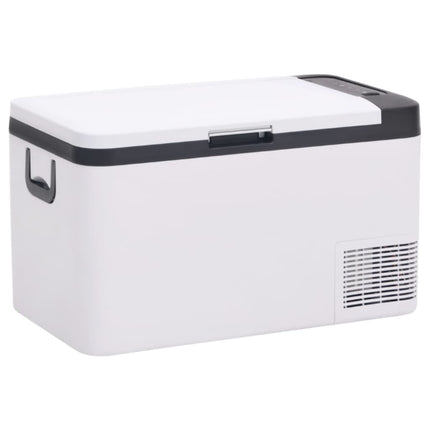 Kylbox med handtag och adapter 25 L svart och vit PP & PE