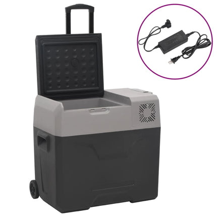 Kylbox med hjul och adapter 30 L svart & grå polypropylen