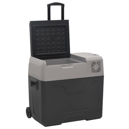 Kylbox med hjul och adapter 50 L svart & grå polypropylen