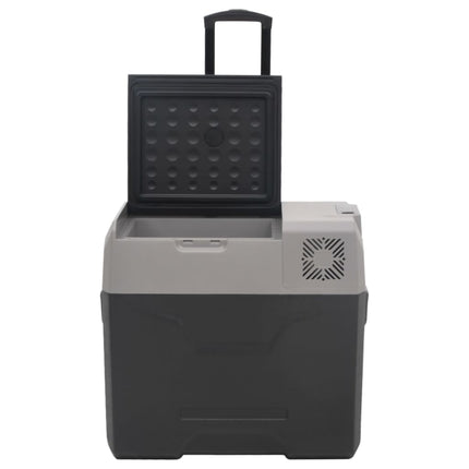 Kylbox med hjul och adapter 50 L svart & grå polypropylen