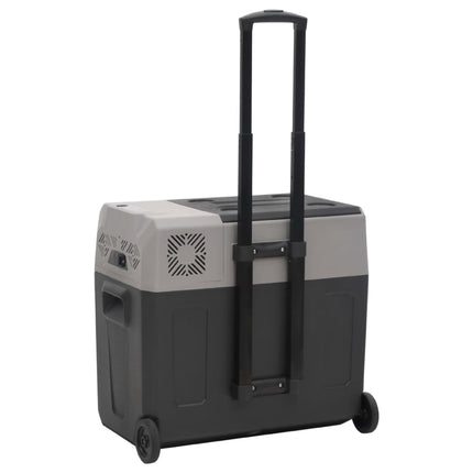 Kylbox med hjul och adapter 50 L svart & grå polypropylen