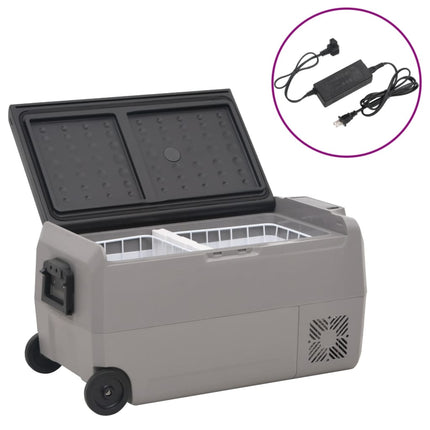 Kylbox med hjul och adapter 50 L svart & grå PP & PE