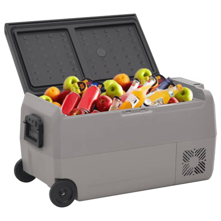 Kylbox med hjul och adapter 50 L svart & grå PP & PE