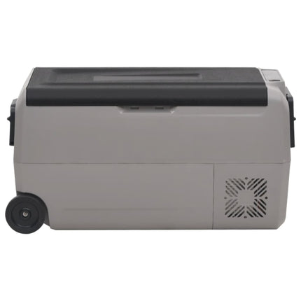 Kylbox med hjul och adapter 50 L svart & grå PP & PE
