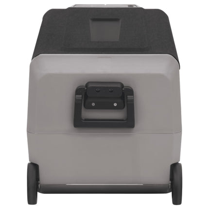 Kylbox med hjul och adapter 50 L svart & grå PP & PE