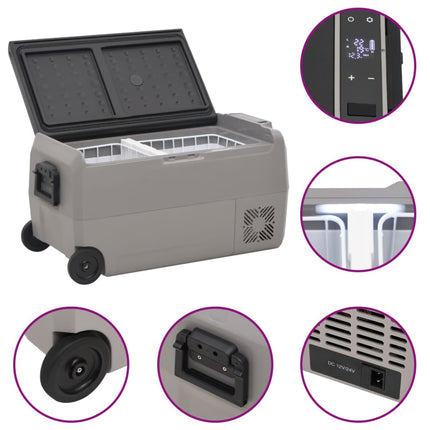 Kylbox med hjul och adapter 50 L svart & grå PP & PE