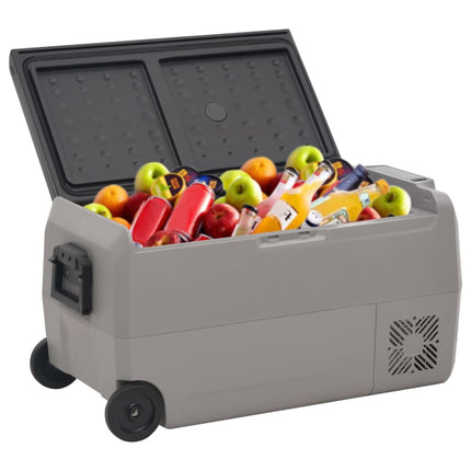 Kylbox med hjul och adapter 60 L svart & grå PP & PE