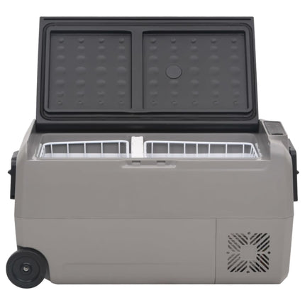 Kylbox med hjul och adapter 60 L svart & grå PP & PE
