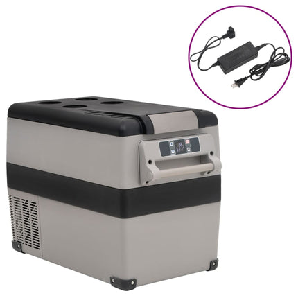 Kylbox med handtag och adapter 55 L svart och grå PP & PE