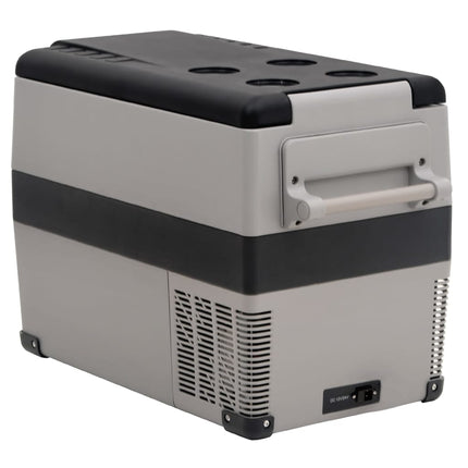 Kylbox med handtag och adapter 55 L svart och grå PP & PE