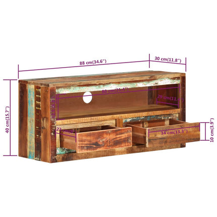 Tv-bänk 2 st 88x30x40 cm massivt återvunnet trä