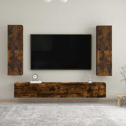 Väggmonterad tv-bänk rökfärgad ek 30,5x30x110 cm