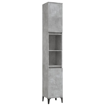 Badrumsskåp betonggrå 30x30x190 cm konstruerat trä