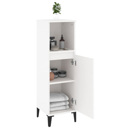 Badrumsskåp vit 30x30x100 cm konstruerat trä